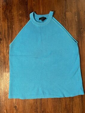 Ann Taylor Spring Summer Sleeveless Ribbed Knit Top - Aqua Blue